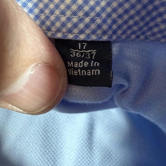 Tailorbyrd Shirt Mens 17 36/37 Blue Non Iron Trim Fit Long Sleeve Dress Shirt - Picture 4 of 9